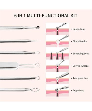 Acne Needle 6 in 1 Acne Blackhead Remover Needle Tools Set Blackhead Tweezer Pimple Extractor Stainless Steel Blackspot Removal (Color : Silver) - Buy Online on GoSupps.com