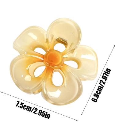 Floral Hair Clips Acrylic Strong Hold Hair Clip Hair Styling Accessories Non-Slip Hair Clips Womens Hair Barrettes for Woman and Girls Yellow - Buy Online on GoSupps.com