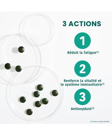 Santarome Bio - Organic Spirulina | Up to 19% Phycocyanin | High in Protein Iron & Vitamin B12 | 60 tablets of 500mg - 20 days | Vegan - Buy Online on GoSupps.com