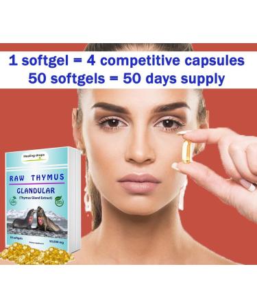 Thymus Glandular Supplement - Immune & Allergy Support Soft Gels with Raw Tissue Extract | Healing Drops - Buy Online on GoSupps.com