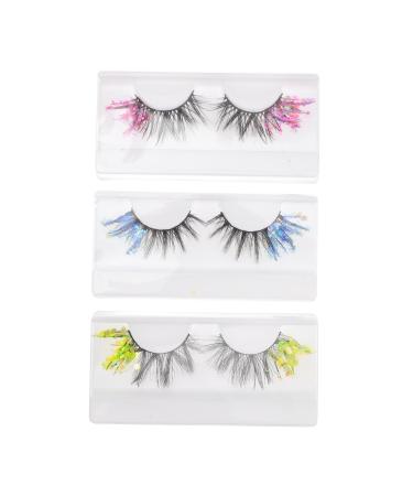 Beavorty 3 Pairs colored false eyelashes lashes fluffy lashes with color Eyelashes Makeup Application faux eyelashes halloween eyelashes 3d sticker chemical fiber fluorescence