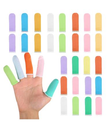 60 PCS Cotton Finger Sleeves Finger Gloves Sweatproof Finger Cot Breathable Sweat Finger Cots Protective Fabric Finger Gloves Sweatproof Finger Tube Protector for Women Men (Random Color)