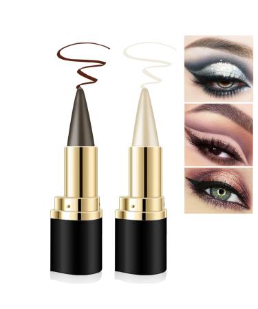 Aaiffey 2 Colors Gel Eyeliner Set - Waterproof Smudge Proof Eye-liner Pencil for Women - Long-Lasting Matte Black Eyeliner Stick - Silver and Brown Shades - Buy Online on GoSupps.com