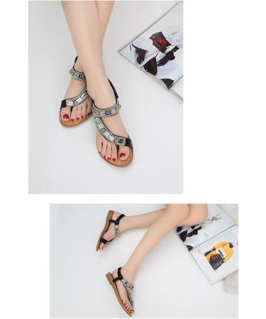 Buy Women's Flats Sandals - Slip-On Bohemian Casual Ankle Sandals for Big Toe Correction & Arch Support | Flat Heel Summer Beach Shoes in Black (Size 5.5 - Buy Online on GoSupps.com