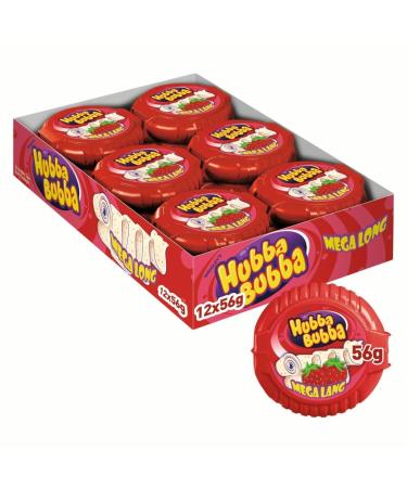Hubba Bubba - Chewing-gum Go t Fraise - 12 paquets de 56g - 672g