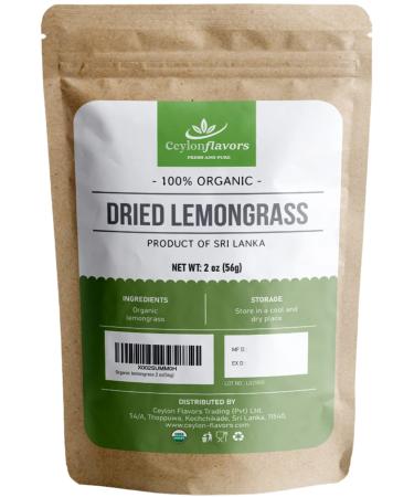 Organic premium grade dried lemon grass cut, harvested from a organic farm in Sri Lanka 2 oz/56g