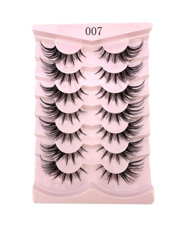 AMSDCN 7Pairs Cat Eye Manga Lashes 3D Clear Band Natural Half Mink Eyelashes (07) - Buy Online on GoSupps.com