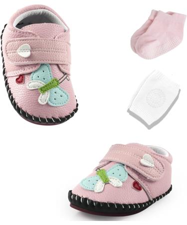 Baby Shoes: PU Leather Butterfly Pink, 6-12 Months Unisex Toddler Shoes - Buy Online on GoSupps.com