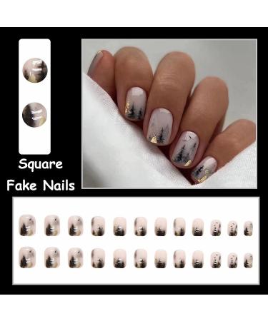 MISUD Short Square Gradient Black Acrylic Fake Nails - 24 pcs - Buy Online on GoSupps.com