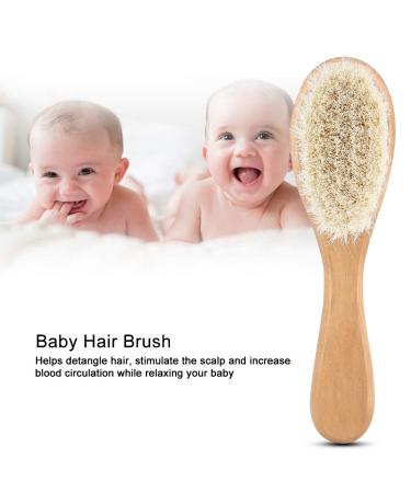 Soft Natural Goat Baby Hair Brush and Infant Head Massage Comb with Wooden Handle - Buy Online on GoSupps.com
