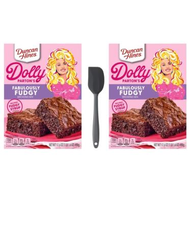 Duncan Hines Dolly Parton's Fabulously Fudgy Brownie Mix Bundle, Includes Two (2) 17.6 oz Fabulously Fudgy Flavored Brownie Mix and One (1) Spatula (style may vary)
