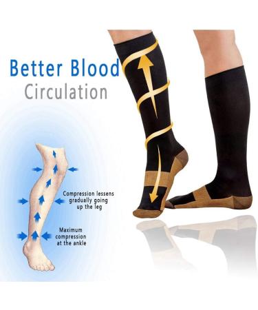 iSpchen Sporty Compression Stockings - Copper Fiber Vein Support - Black | International Shipping - Buy Online on GoSupps.com