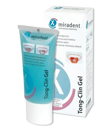 Miradent Tong-Clin tongue cleaning gel Gel 50 ml |Gel for the gentle elimination of tongue coverings and bad breath |Alcohol -free |Major with chamomile sage and marigold - Buy Online on GoSupps.com