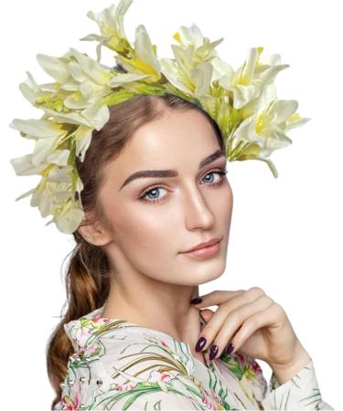 amangul Flower Headbands Women Bride Flower Crown For Wedding Party Supply Floral Garlands Crown Hair Wreath Floral Headbands(White) - Buy Online on GoSupps.com