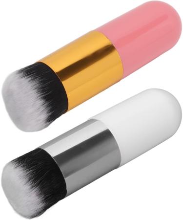 Cosmetic Brush Brush Nylon Fiber Portable Comfortable 1 Color Silver White 2 Pieces for Travel - Buy Online on GoSupps.com