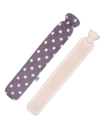 HomeTop Premium 2.25 Liters Rubber Hot Water Bottle w/Soft Gray Polka Dot Fleece Cover (Light Gray) Light Gray 2.25 Liters - Buy Online on GoSupps.com