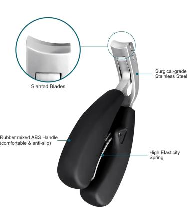 Oblique Head Nail Clippers for Hard/Thick Nails and Toes Large Wide Mouth Splash Resistant Adult Nail Clippers (Color : Black Set) - Buy Online on GoSupps.com