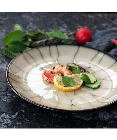 Dinnerware Set Kitchen and Dining Creative Ceramic Plate Steak Dinner Plate Flat Plate Fruit Salad Ramen Dish Japanese Restaurant Cutlery Home Round Dishes Euro Ceramic - Buy Online on GoSupps.com