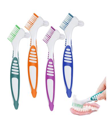 Denture Brush Denture Toothbrush Cleaning Brush Portable Denture Brush Cleaning Brush Heads For Denture Care False Teeth Toothbrush Denture Cleaning Brush Dual Head Toothbrush (4)