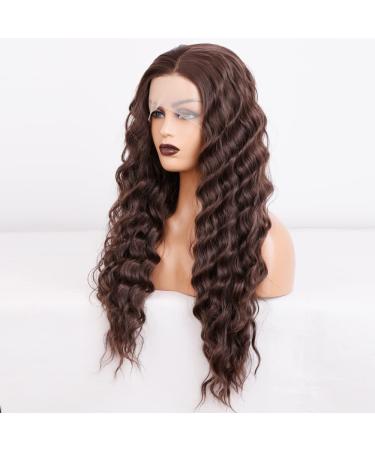 Salomezklm Lace Front Wig - Long Brown Heat-Resistant Corrugated Hair Without Glue for Fashionable Women (61 cm) - Buy Online on GoSupps.com