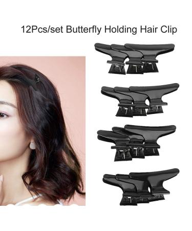 Buy Durable Hair Section Claw Clamps - 12pcs Black Butterfly Clips for Hairdressing | International Shipping Available - Buy Online on GoSupps.com