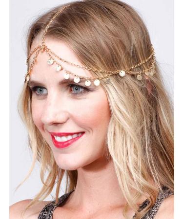 Runmi Head Chain with Zechin Tassels | Bridal Headpiece & Festival Hair Accessories for Women & Girls (Golden) - Buy Online on GoSupps.com