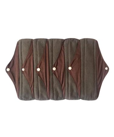 MUMBABY 5 Pieces 10 Inch (25.4cm) Regular Charcoal Bamboo Mama Cloth/Menstrual Pads/Reusable Sanitary Pads (Dark Brown Medium) Dark Brown Medium