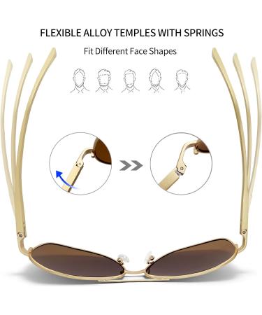 Joopin Polarised Sunglasses | Al-Mg Metal Frame | UV Protection | Double Bridge Aviation Style | Men Women Sun Glasses for Driving | A04 Gold Frame Brown Lens - Buy Online on GoSupps.com