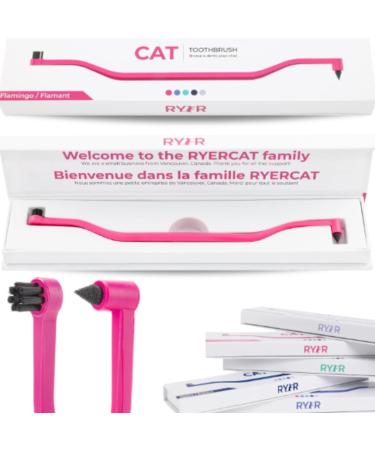 Ryercat cat accessories - double -sided cat toothbrush - kitten toothbrush with microcopic for cats/kittens - cat tooth care - toothbrush for cats (flamingorosa) flamingo pink