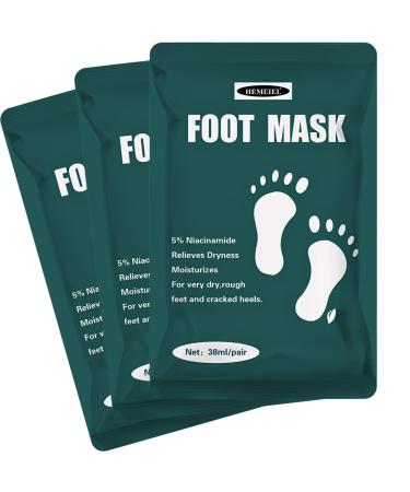 Niacinamide Serum Foot Peel Mask (3 Pairs) - Feet Peeling Mask For Baby Soft Skin Remove Dead Skin Dry Cracked Feet & Callus Spa Hard Skin Remover Foot For Women And Men Peeling Exfoliating Socks