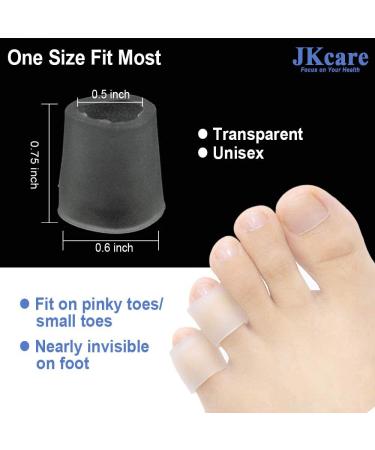 JKcare Transparent Pinky Toe Sleeves - Silicone Corn Cushions Pads 12 Pack for Corn & Blister Protection - Small Toe Protectors for Injured Toenails - Buy Online on GoSupps.com