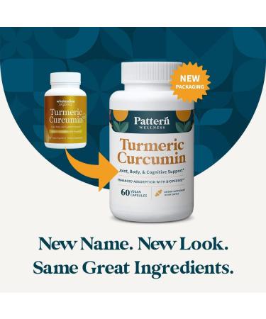Pattern Wellness Turmeric Curcumin 1300mg - Joint Health & Cognitive Support - 60 Capsules - Buy Online on GoSupps.com