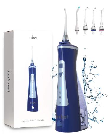 Water Flosser Professional Cordless Dental Oral Irrigator - 300ML Portable and Rechargeable IPX7 Waterproof 4 Modes Water Flosser with Cleanable Water Tank for Home and Travel Braces & Bridges Care Blue