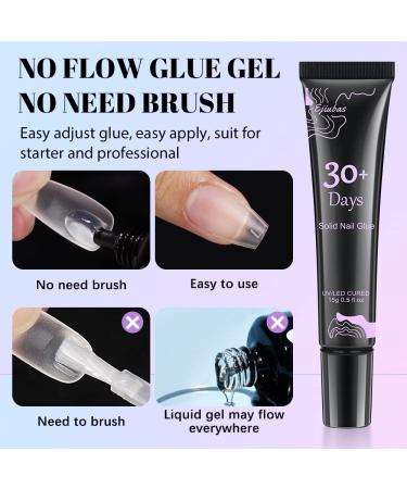 Ejiubas Soft Gel Nail Tips & Glue Kit - 300pcs Short Square Fake Nails with Extension Kit for Gel Nails - Buy Online on GoSupps.com