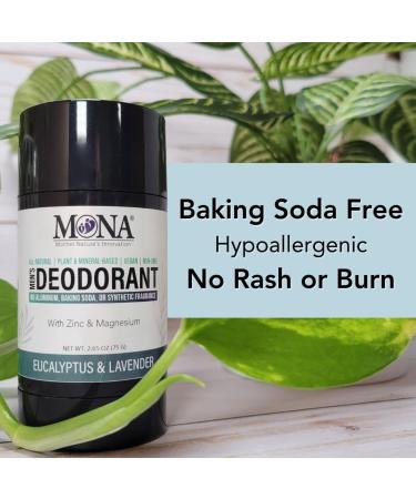 All Natural Deodorant for Men Aluminum Free | Hypoallergenic Magnesium Deodorant for Sensitive Skin | Absorbs Sweat | Won t stain clothes | By MONA Brands (Eucalyptus Lavender 2.65 Oz) - Buy Online on GoSupps.com