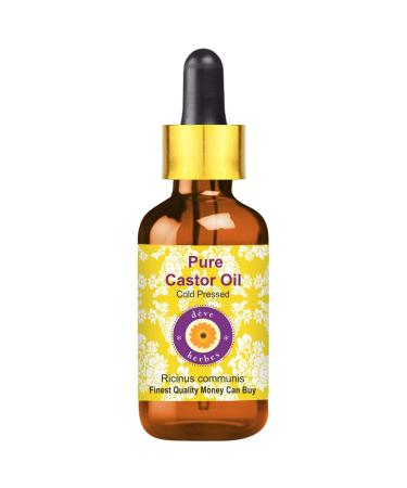 Dev Herbes Pure Castorus Oil (Ricinus Communis) with glass dripper natural therapeutic quality cold -pressed 30ml (1 oz) 30 ml (1 Pack)
