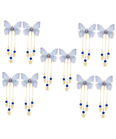 FOMIYES 5 Pairs Hanfu Butterfly Headdress Hanfu Hair Clip Metal Side Hair Barrette Fabric Hairpin Tassel Hair Clips Jeweled Hair Clips Chinese Hair Clips Chinese Style Child China Alloy