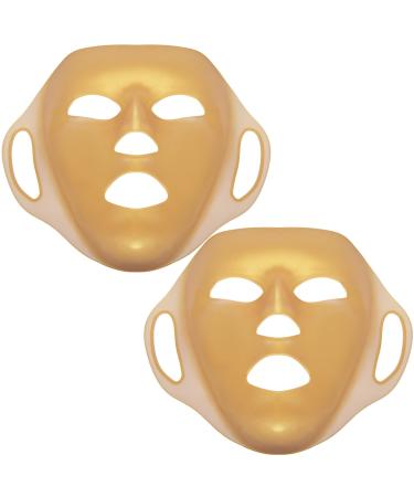 GELMAY 2 Pack Gold Moisturizing Face Mask - Silicone Facial Mask Sheet - Reusable 3D Face Mask Cover for Women Skincare - Hydrotherapy Patch Wrap for Beauty Prevent Evaporation