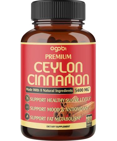 Premium Ceylon Cinnamon with Berberine - Equivalent Potency 5400mg Powder - Combined Turmeric Ginger Gymnema Sylvestre and 3 More - Health & Body Support - 1Pack 180 Capsules - 3 Month Supply