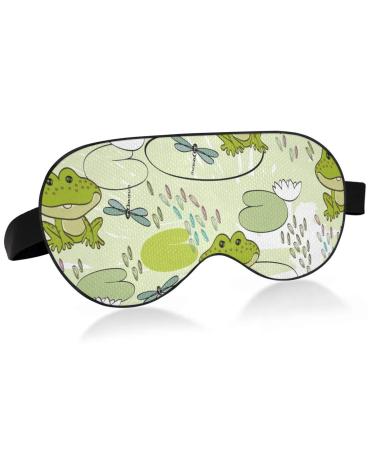 Haskirky Light Blocking Eye Mask Breathable and Adjustable Adult Men and Women Travel on Business Trips Yoga Meditation Light Smooth Comfortable Eye Mask Office Deep Sleep Goodies Cartoon Frogs Dra