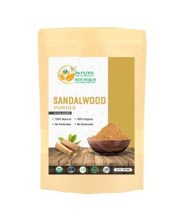 Herbs Botanica Chandan Sandalwood Powder Organic 100gm / 3.52 oz For Skin Face Pack Face Mask Worship Tilak Auspicious Occasions 100% Natural