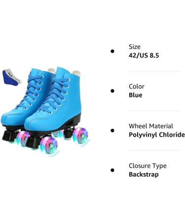Women's Roller Skates Faux Leather Roller Skates High-top Roller Skates Four-Wheel Roller Skates Shiny Roller Skates for Kids and Adults 44/US 10 blue flash - Buy Online on GoSupps.com