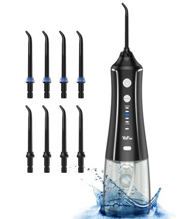 Cordless Water Flosser for Teeth, YaFex 320ML Portable Water Tooth Cleaning Pick Dental Oral Irrigator with 8 Tips, 5 Modes, Rechargeable, IPX7 Waterproof for Home Black