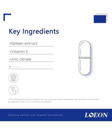 LOEON Spleen immunoglobulin - Vitamin C - zinc - 45 Capsules - Immune Support Supplements - Buy Online on GoSupps.com