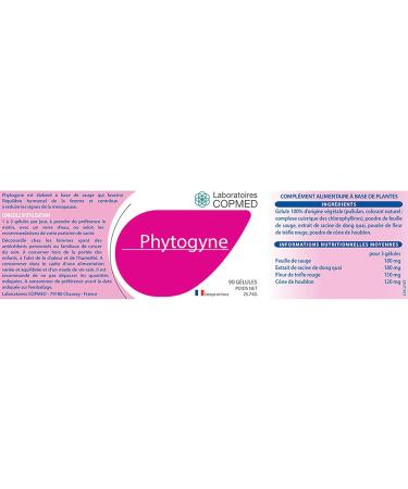 COPMED LABORATORIES - Phytogyne - Food supplement - Menopause - 100% natural - Hormone free - French brand - 90 vegetable capsules (plant bioplastic pill box) - Buy Online on GoSupps.com