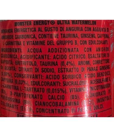  Monster Monster Energy Ultra Watermelon Flavour (Pasteco) Zero Sugar Energy Drink 12 x 0.5l - Buy Online on GoSupps.com