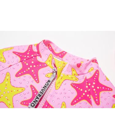 BONVERANO Baby Girls Swimsuit UPF 50+ Long-Sleeve Zipper One Piece - 9-12 Months Star Fish - Buy Online on GoSupps.com