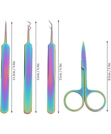 4-Piece Stainless Steel Nail Art Tool Set - Curved & Straight Tweezers Nail Scissors Rhinestone Picker for Eyelash Extensions - Buy Online on GoSupps.com