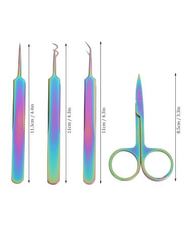 Eyelash Extension Tweezers Set - 4pcs Stainless Steel Nail Art Tools | Curved & Straight Tweezers for Perfect Lash Application - Buy Online on GoSupps.com