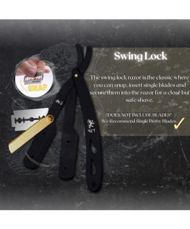 Cut Throat Razor for Men - The Kings Cutthroat | Black & Gold Steel Shaving Kit with Leather Pouch & Velvet Bag - Essential Grooming Accessory for Beards (No Blades - Buy Online on GoSupps.com